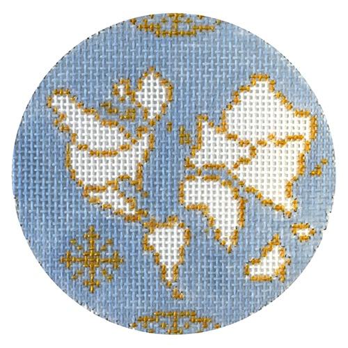 Atlas Round - Light Blue on 13 mesh Painted Canvas The Plum Stitchery 