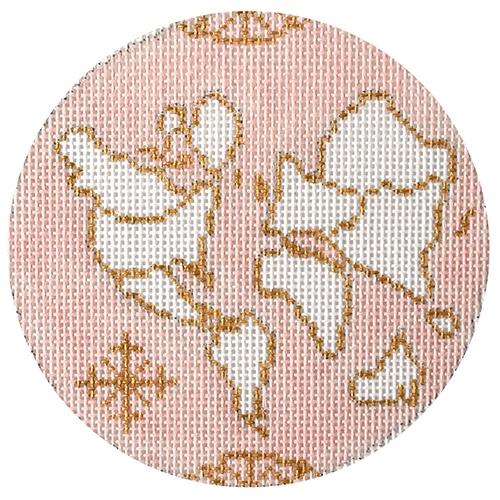 Atlas Round   Pink Painted Canvas The Plum Stitchery  - 1