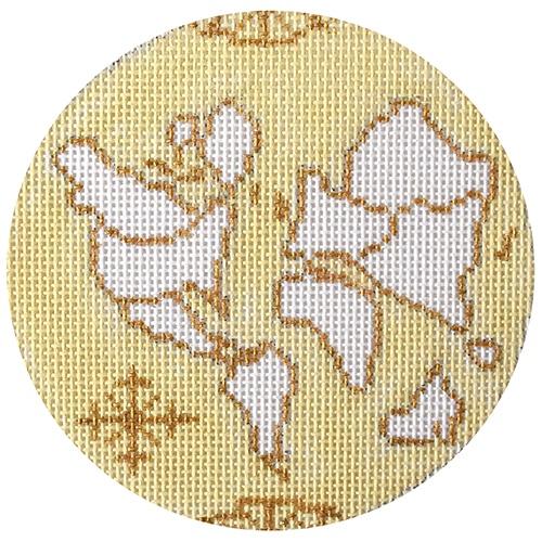 Atlas Round   Yellow Painted Canvas The Plum Stitchery  - 1