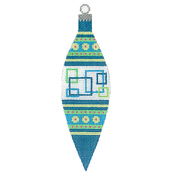 Atomic Christmas   Blue Teardrop Painted Canvas Eye Candy Needleart 
