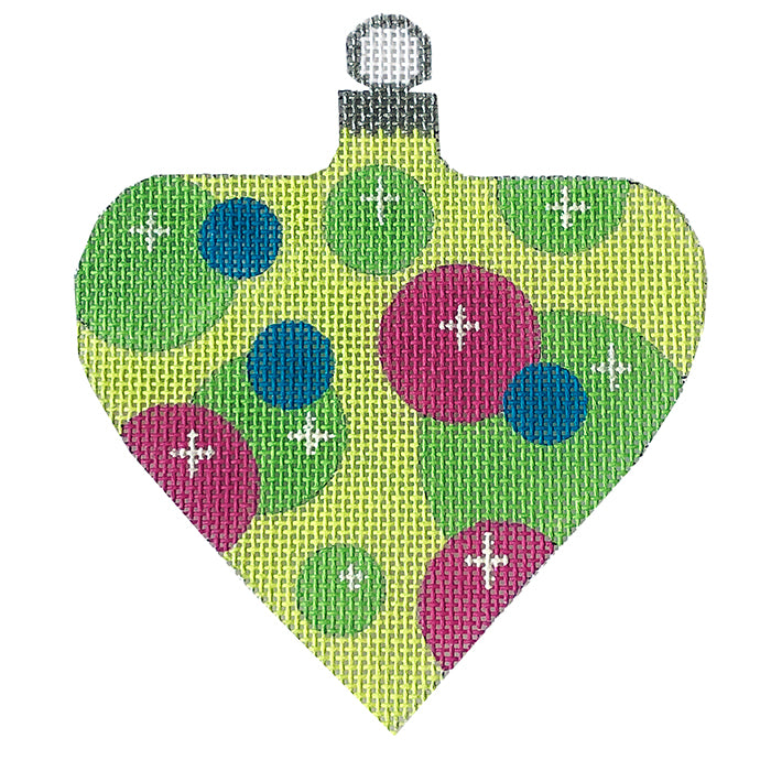 Atomic Christmas   Green Bubble Bauble Painted Canvas Eye Candy Needleart  - 1