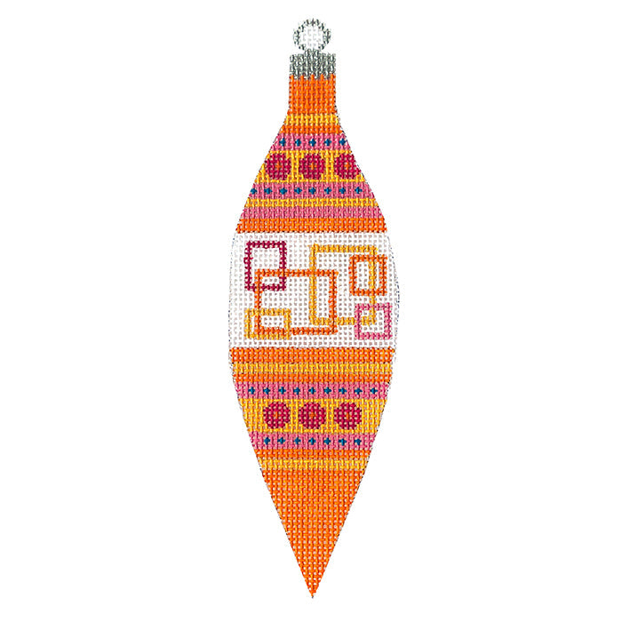 Atomic Christmas   Orange Teardrop Painted Canvas Eye Candy Needleart  - 1