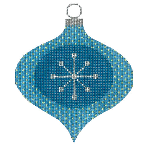 Atomic Star Ornament   Blue Painted Canvas Eye Candy Needleart  - 1