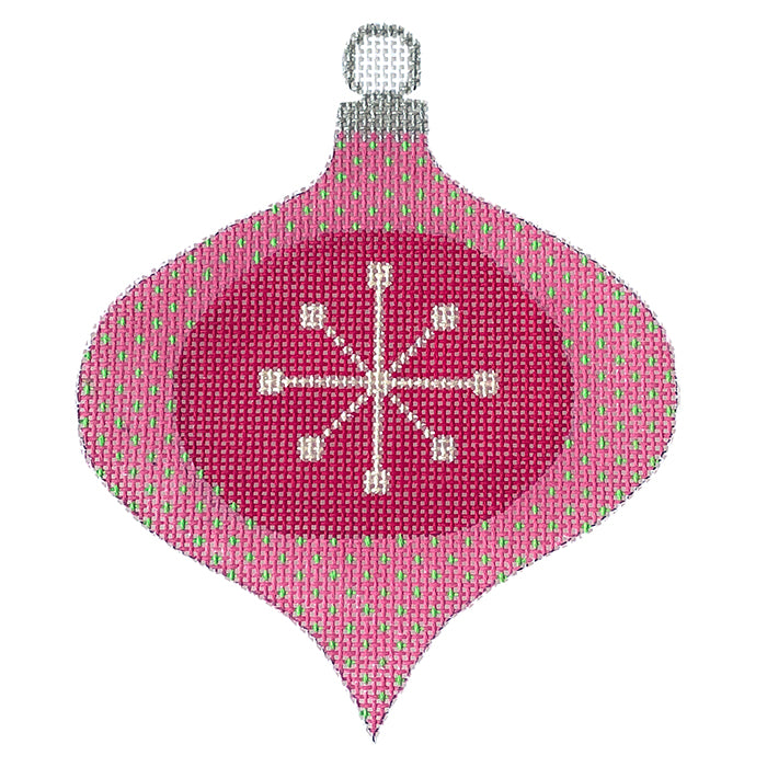Atomic Star Ornament   Pink Painted Canvas Eye Candy Needleart  - 1