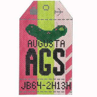 Augusta AGS Vintage Travel Tag Painted Canvas Hedgehog Needlepoint 
