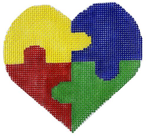 Autism Puzzle Heart Painted Canvas Vallerie Needlepoint Gallery  - 1