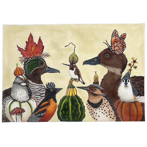 Autumn Birds Club Painted Canvas Melissa Shirley Designs 
