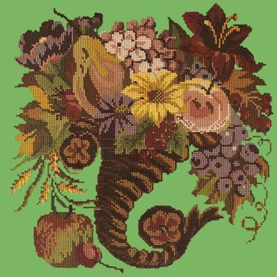 Autumn Cornucopia Needlepoint Kit Kits Elizabeth Bradley Design Grass Green 
