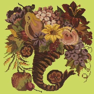 Autumn Cornucopia Needlepoint Kit Kits Elizabeth Bradley Design Pale Lime 
