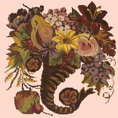 Autumn Cornucopia Needlepoint Kit Kits Elizabeth Bradley Design Salmon Pink 
