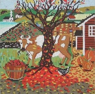 Autumn (Cow) Painted Canvas Cooper Oaks Design  - 1