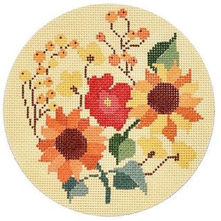 Autumn Floral Round Painted Canvas Kirk & Bradley 
