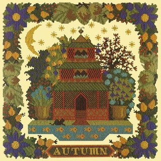Autumn Sampler Needlepoint Kit Kits Elizabeth Bradley Design Butter Yellow 
