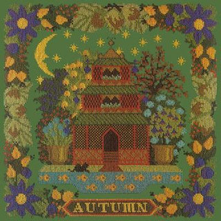 Autumn Sampler Needlepoint Kit Kits Elizabeth Bradley Design Dark Green 
