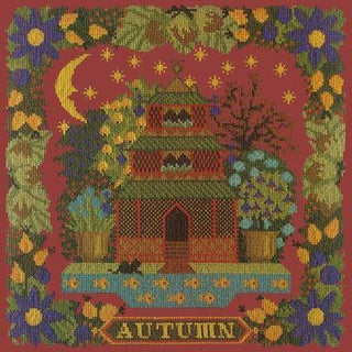 Autumn Sampler Needlepoint Kit Kits Elizabeth Bradley Design Dark Red 

