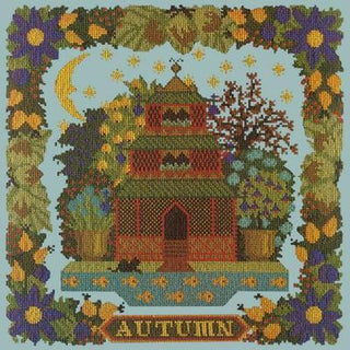Autumn Sampler Needlepoint Kit Kits Elizabeth Bradley Design Pale Blue 
