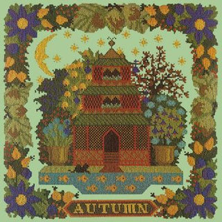 Autumn Sampler Needlepoint Kit Kits Elizabeth Bradley Design Pale Green 
