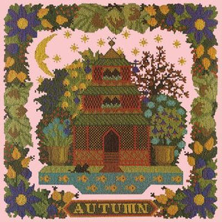 Autumn Sampler Needlepoint Kit Kits Elizabeth Bradley Design Pale Rose 
