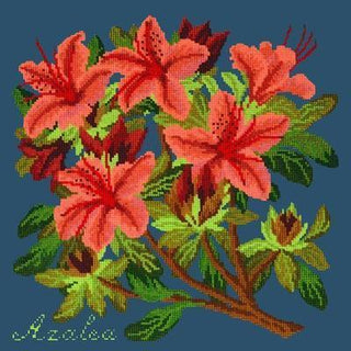 Azalea Needlepoint Kit Kits Elizabeth Bradley Design Dark Blue 
