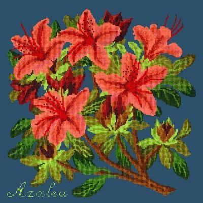 Azalea Needlepoint Kit Kits Elizabeth Bradley Design Dark Blue 
