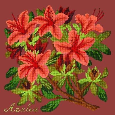 Azalea Needlepoint Kit Kits Elizabeth Bradley Design Dark Red 
