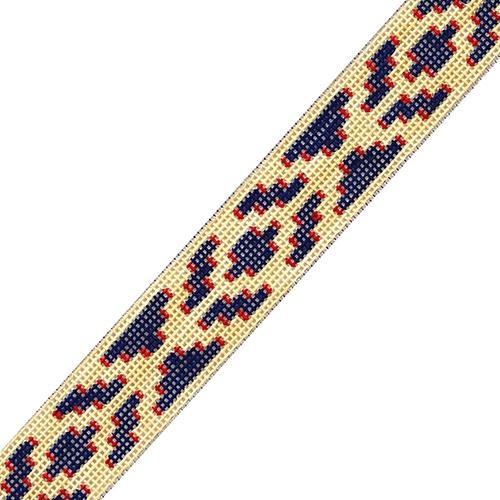 Aztec Belt   Khaki/Navy/Red Painted Canvas The Meredith Collection  - 1