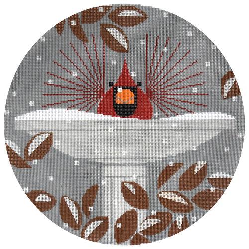 B-r-r-r-d Bath on 13 Painted Canvas Charley Harper 