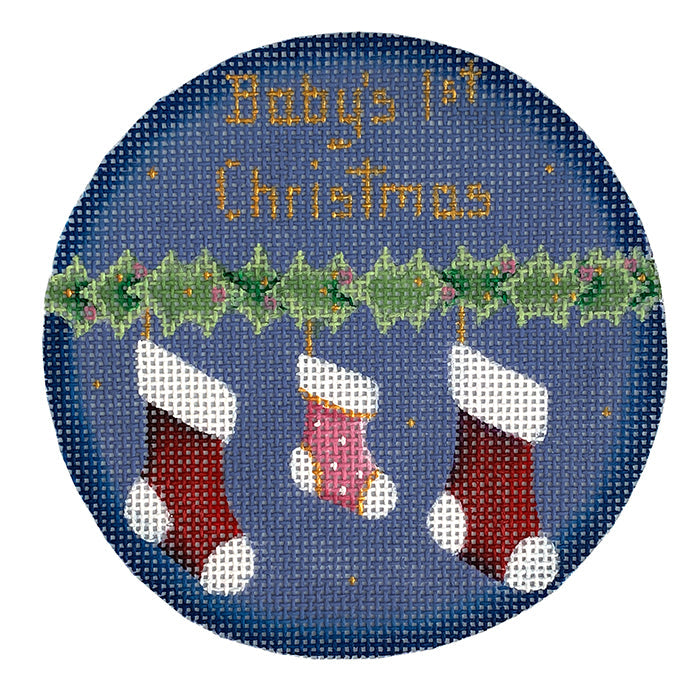 Babies First Bootie   Girl Painted Canvas Rebecca Wood Designs 
