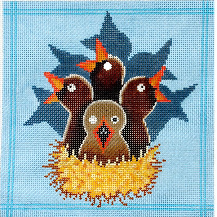 Baby Birds in Nest Painted Canvas Patti Mann  - 1