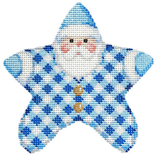 Baby Blue Gingham PJ Santa Painted Canvas Associated Talents 
