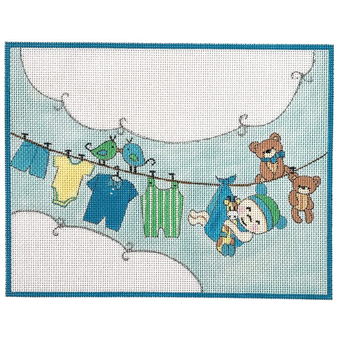Baby Boy Clothesline Painted Canvas Alice Peterson Company  - 1