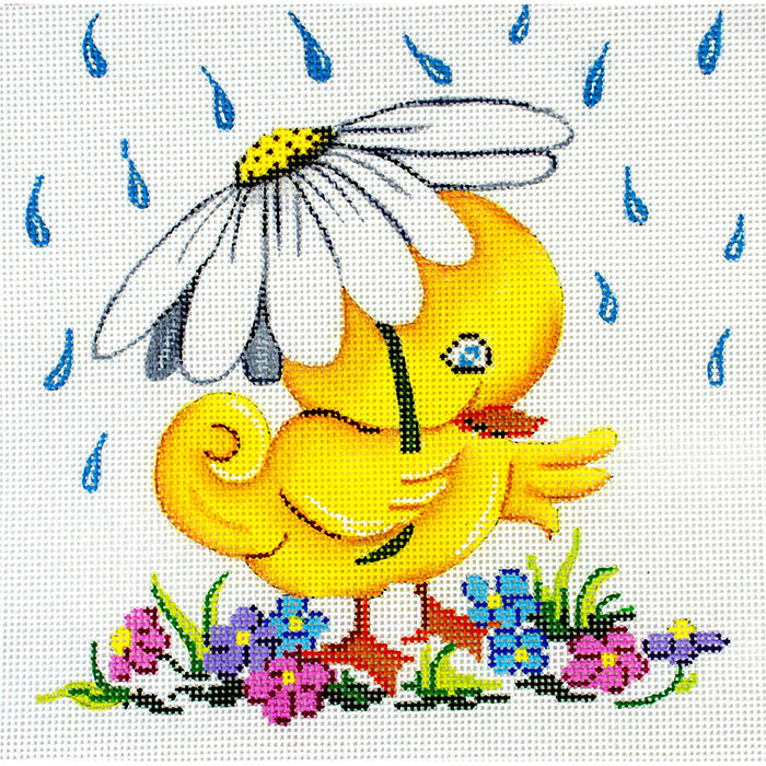 Baby Duck in the Rain Painted Canvas Patti Mann 