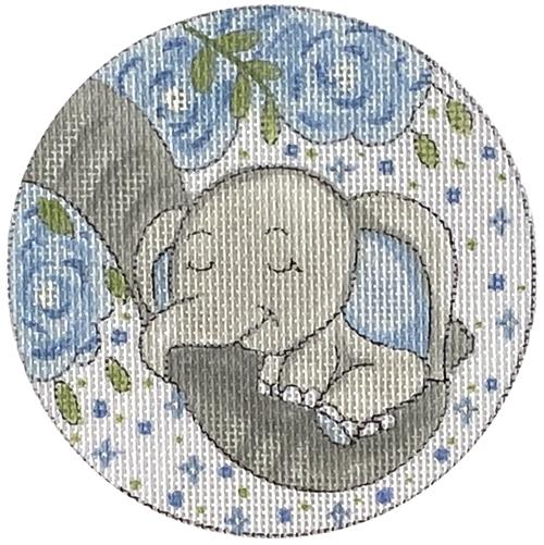 Baby Elephant with Flowers - Boy Painted Canvas Alice Peterson Company 