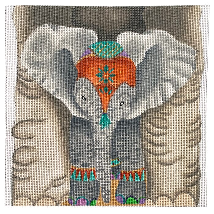 Baby Elephant's View Painted Canvas Fleur de Paris 