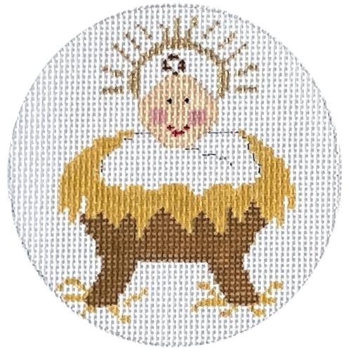 Baby in the Manger with Stitch Guide Painted Canvas The Princess & Me  - 1