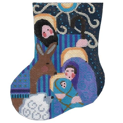 Baby Jesus Mini Stocking Painted Canvas Danji Designs  - 1