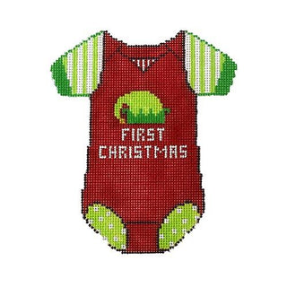 Baby Onesie   1st Christmas with Elf Hat Painted Canvas The Meredith Collection 
