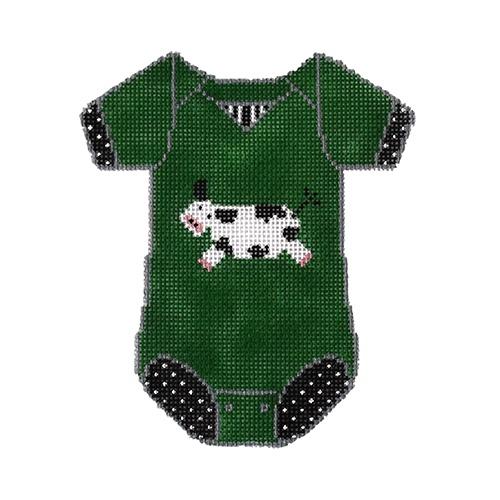 Baby Onesie - Green with Cow - 1