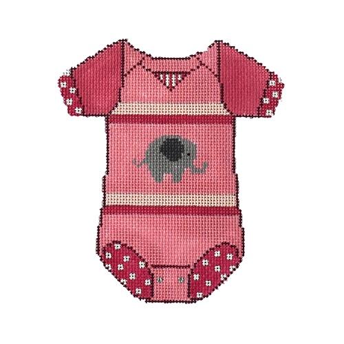 Baby Onesie - Pink with Elephant Painted Canvas The Meredith Collection 