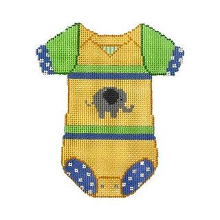 Baby Onesie   Yellow with Elephant Painted Canvas The Meredith Collection 
