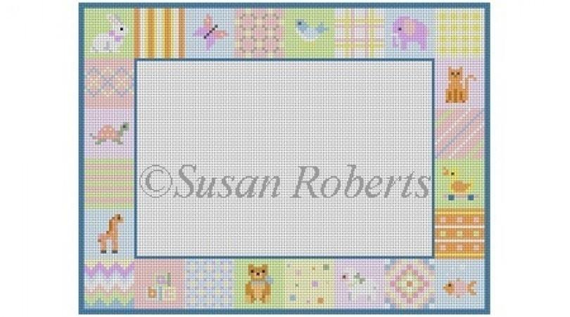 Baby Patchwork Frame Painted Canvas Susan Roberts Needlepoint Designs Inc. 