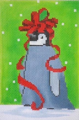Baby Penguin with Bow Painted Canvas Scott Church Creative 
