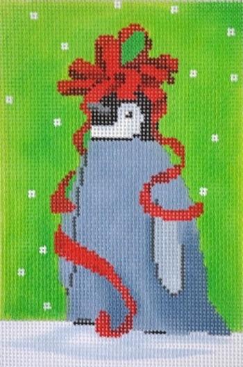 Baby Penguin with Bow Painted Canvas Scott Church Creative 
