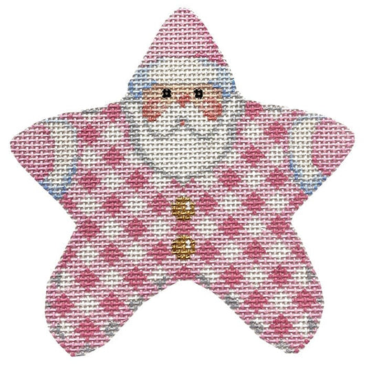 Baby Pink Gingham PJ Santa Painted Canvas Associated Talents 