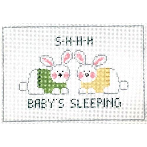 Baby Sleeping / Bunnies Painted Canvas Kathy Schenkel Designs  - 1