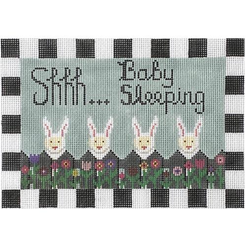 Baby Sleeping Bunnies with Black/White Border Painted Canvas The Meredith Collection 