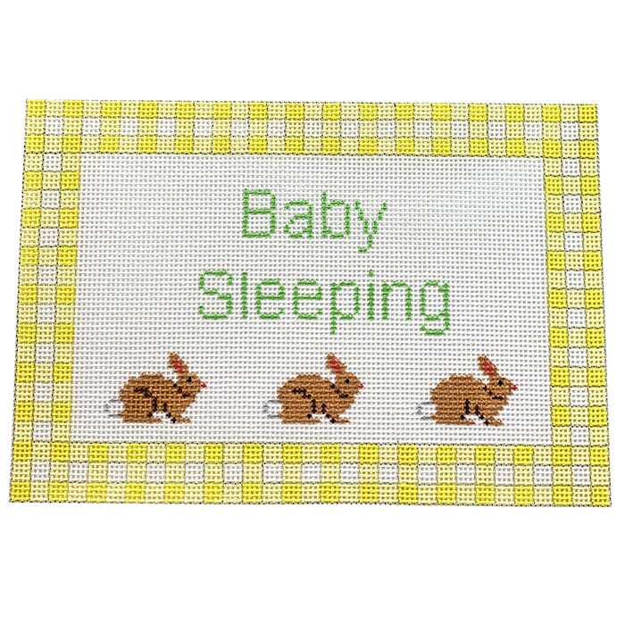 Baby Sleeping Bunnies Yellow Gingham Painted Canvas Kristine Kingston 