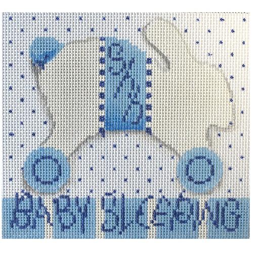 Baby Sleeping Bunny Wheels Blue Painted Canvas Associated Talents 