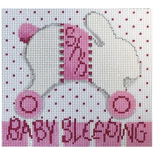 Baby Sleeping Bunny Wheels Pink Painted Canvas Associated Talents 