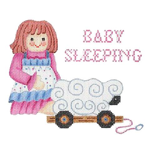 Baby Sleeping Sign   Doll Painted Canvas Burnett & Bradley  - 1